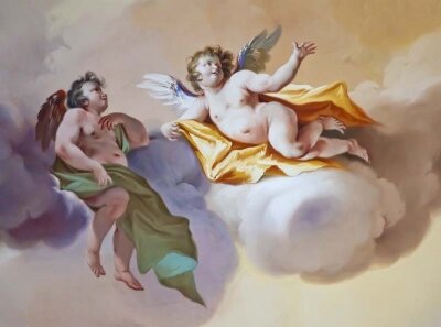 Арт фотообои фреска с ангелами