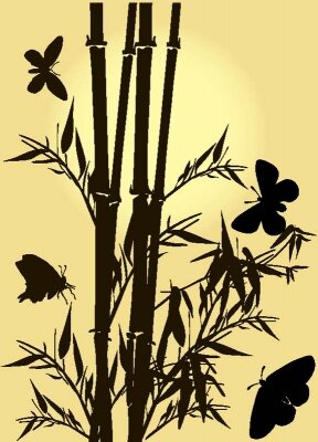 Арт фотообои порхающие бабочки на желтом фоне