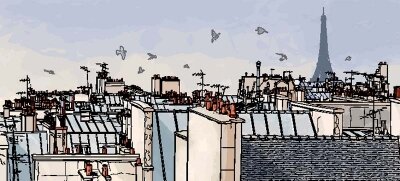 Парижские крыши в арт-стиле