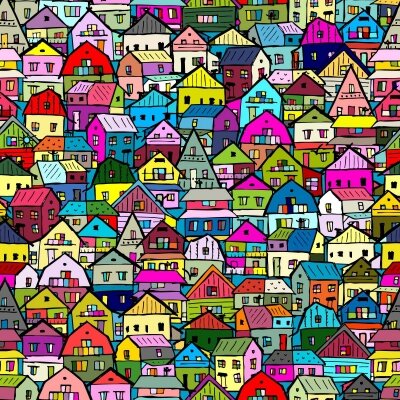 фотообои разноцветные дома